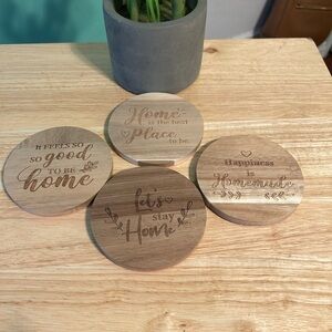 Engraved Wooden Coasters Set